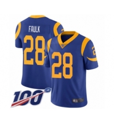 Men's Los Angeles Rams #28 Marshall Faulk Royal Blue Alternate Vapor Untouchable Limited Player 100th Season Football Jersey