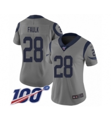 Women's Los Angeles Rams #28 Marshall Faulk Limited Gray Inverted Legend 100th Season Football Jersey