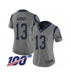 Women's Los Angeles Rams #13 Kurt Warner Limited Gray Inverted Legend 100th Season Football Jersey