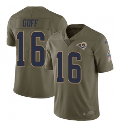 Youth Nike Los Angeles Rams #16 Jared Goff Limited Olive 2017 Salute to Service NFL Jersey