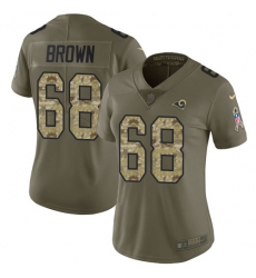 Women's Nike Los Angeles Rams #68 Jamon Brown Limited Olive/Camo 2017 Salute to Service NFL Jersey