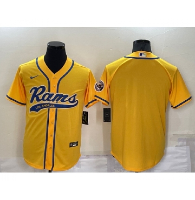 Men's Los Angeles Rams Blank Yellow Stitched MLB Cool Base Nike Baseball Jersey