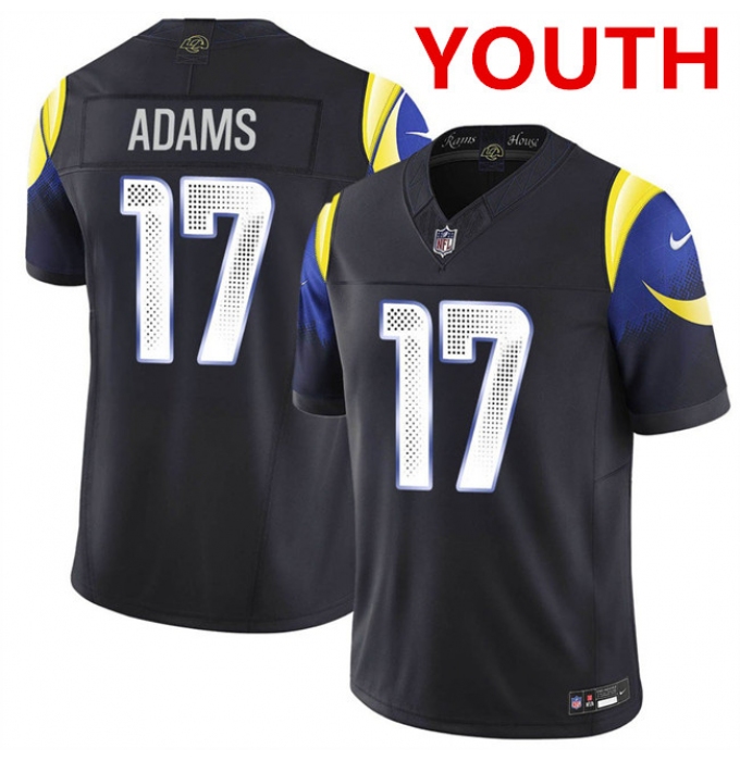 Youth los angeles rams #17 davante adams midnight blue 2025 f.u.s.e. “rivalries” vapor limited stitched football jersey