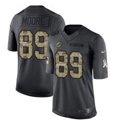 Men's Nike Miami Dolphins #89 Nat Moore Limited Black 2016 Salute to Service NFL Jersey