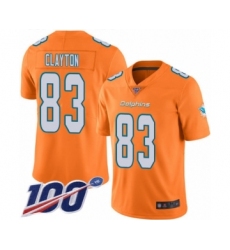 Men's Miami Dolphins #83 Mark Clayton Limited Orange Rush Vapor Untouchable 100th Season Football Jersey