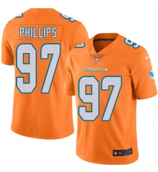 Men's Nike Miami Dolphins #97 Jordan Phillips Limited Orange Rush Vapor Untouchable NFL Jersey