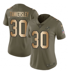 Women's Nike Miami Dolphins #30 Cordrea Tankersley Limited Olive/Gold 2017 Salute to Service NFL Jersey