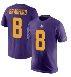 Nike Minnesota Vikings #8 Sam Bradford Purple Rush Pride Name & Number T-Shirt