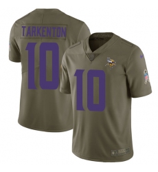 Men's Nike Minnesota Vikings #10 Fran Tarkenton Limited Olive 2017 Salute to Service NFL Jersey