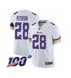 Men's Minnesota Vikings #28 Adrian Peterson White Vapor Untouchable Limited Player 100th Season Football Jersey