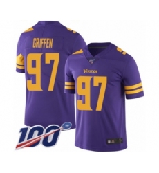 Men's Minnesota Vikings #97 Everson Griffen Limited Purple Rush Vapor Untouchable 100th Season Football Jersey
