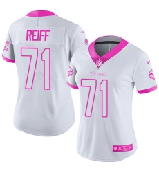 Women's Nike Minnesota Vikings #71 Riley Reiff Limited White/Pink Rush Fashion NFL Jersey