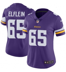 Women's Nike Minnesota Vikings #65 Pat Elflein Purple Team Color Vapor Untouchable Limited Player NFL Jersey