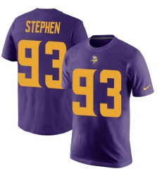 Nike Minnesota Vikings #93 Shamar Stephen Purple Rush Pride Name & Number T-Shirt