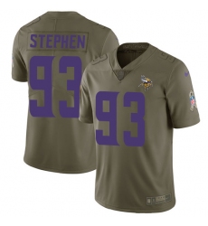 Youth Nike Minnesota Vikings #93 Shamar Stephen Limited Olive 2017 Salute to Service NFL Jersey