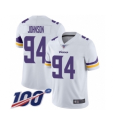 Men's Minnesota Vikings #94 Jaleel Johnson White Vapor Untouchable Limited Player 100th Season Football Jersey