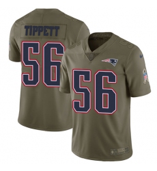 Men's Nike New England Patriots #56 Andre Tippett Limited Olive 2017 Salute to Service NFL Jersey