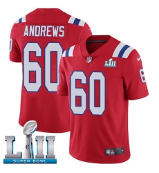 Men's Nike New England Patriots #60 David Andrews Red Alternate Vapor Untouchable Limited Player Super Bowl LII NFL Jersey
