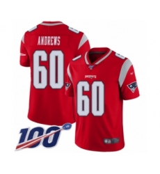 Youth New England Patriots #60 David Andrews Limited Red Inverted Legend 100th Season Football Jersey
