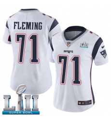 Women's Nike New England Patriots #71 Cameron Fleming White Vapor Untouchable Limited Player Super Bowl LII NFL Jersey