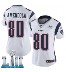 Women's Nike New England Patriots #80 Danny Amendola White Vapor Untouchable Limited Player Super Bowl LII NFL Jersey