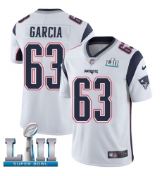 Youth Nike New England Patriots #63 Antonio Garcia White Vapor Untouchable Limited Player Super Bowl LII NFL Jersey