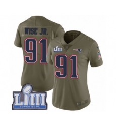 Women's Nike New England Patriots #91 Deatrich Wise Jr Limited Olive 2017 Salute to Service Super Bowl LIII Bound NFL Jersey