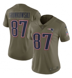 Women's Nike New England Patriots #87 Rob Gronkowski Limited Olive 2017 Salute to Service NFL Jersey
