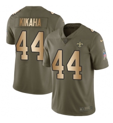 Men's Nike New Orleans Saints #44 Hau'oli Kikaha Limited Olive/Gold 2017 Salute to Service NFL Jersey