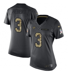 Women's Nike New Orleans Saints #3 Bobby Hebert Limited Black 2016 Salute to Service NFL Jersey