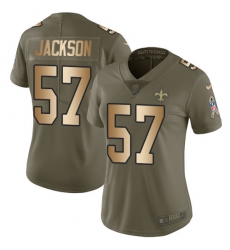 Women's Nike New Orleans Saints #57 Rickey Jackson Limited Olive/Gold 2017 Salute to Service NFL Jersey