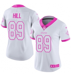 Women's Nike New Orleans Saints #89 Josh Hill Limited White/Pink Rush Fashion NFL Jersey