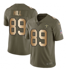 Youth Nike New Orleans Saints #89 Josh Hill Limited Olive/Gold 2017 Salute to Service NFL Jersey