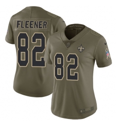 Women's Nike New Orleans Saints #82 Coby Fleener Limited Olive 2017 Salute to Service NFL Jersey