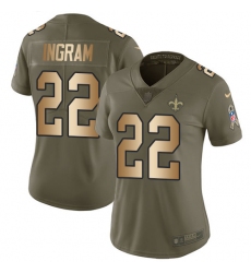 Women's Nike New Orleans Saints #22 Mark Ingram Limited Olive/Gold 2017 Salute to Service NFL Jersey