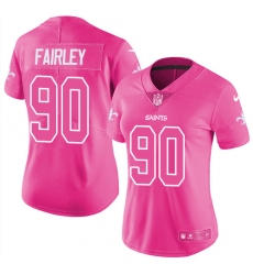 Women's Nike New Orleans Saints #90 Nick Fairley Limited Pink Rush Fashion NFL Jersey