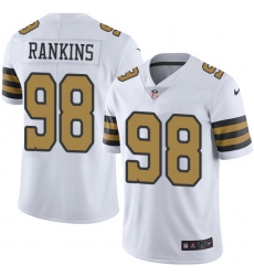 Men's Nike New Orleans Saints #98 Sheldon Rankins Limited White Rush Vapor Untouchable NFL Jersey