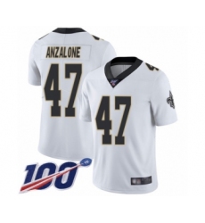 Men's New Orleans Saints #47 Alex Anzalone White Vapor Untouchable Limited Player 100th Season Football Jersey
