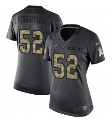 Women's Nike New Orleans Saints #52 Craig Robertson Limited Black 2016 Salute to Service NFL Jersey