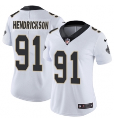 Women's Nike New Orleans Saints #91 Trey Hendrickson White Vapor Untouchable Limited Player NFL Jersey