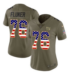Women's Nike New York Giants #76 D.J. Fluker Limited Olive/USA Flag 2017 Salute to Service NFL Jersey