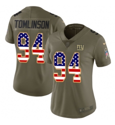 Women's Nike New York Giants #94 Dalvin Tomlinson Limited Olive/USA Flag 2017 Salute to Service NFL Jersey
