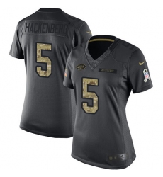Women's Nike New York Jets #5 Christian Hackenberg Limited Black 2016 Salute to Service NFL Jersey