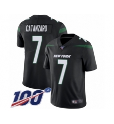Men's New York Jets #7 Chandler Catanzaro Black Alternate Vapor Untouchable Limited Player 100th Season Football Jersey