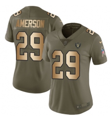 Women's Nike Oakland Raiders #29 David Amerson Limited Olive/Gold 2017 Salute to Service NFL Jersey