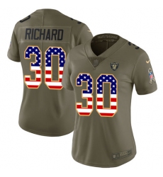 Women's Nike Oakland Raiders #30 Jalen Richard Limited Olive/USA Flag 2017 Salute to Service NFL Jersey