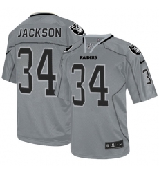 Men's Nike Oakland Raiders #34 Bo Jackson Elite Lights Out Grey NFL Jersey