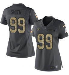 Women's Nike Oakland Raiders #99 Aldon Smith Limited Black 2016 Salute to Service NFL Jersey