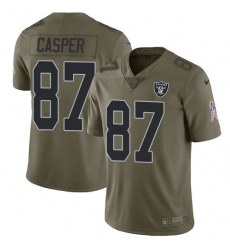 Men's Nike Oakland Raiders #87 Dave Casper Limited Olive 2017 Salute to Service NFL Jersey