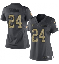 Women's Nike Oakland Raiders #24 Willie Brown Limited Black 2016 Salute to Service NFL Jersey